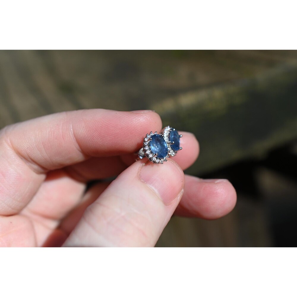 sapphire earrings, blue sapphire stud earrings, natural sapphire studs with butt - Picture 7 of 10